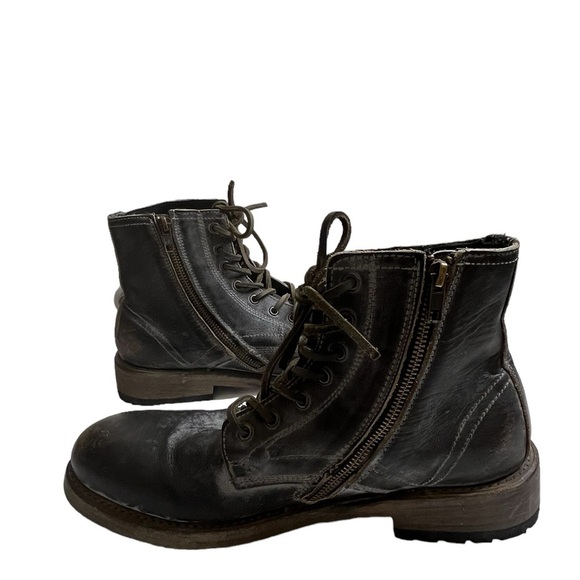 FREEBIRD By Steven LIVERPOOL Lace Up Distressed BLACK Leather BOOTS  Size 9